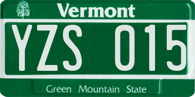 VT license plate YZS015