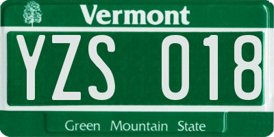 VT license plate YZS018