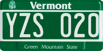 VT license plate YZS020