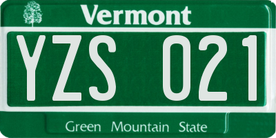 VT license plate YZS021