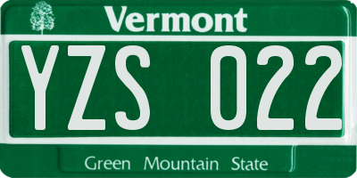VT license plate YZS022