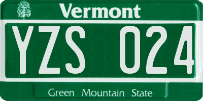 VT license plate YZS024