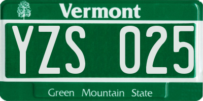 VT license plate YZS025
