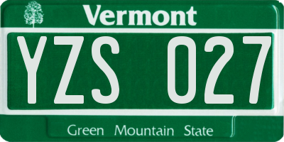 VT license plate YZS027