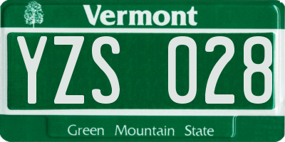 VT license plate YZS028