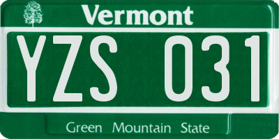 VT license plate YZS031