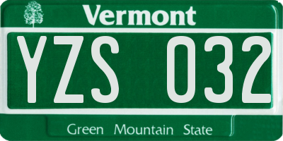 VT license plate YZS032