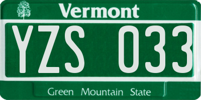 VT license plate YZS033