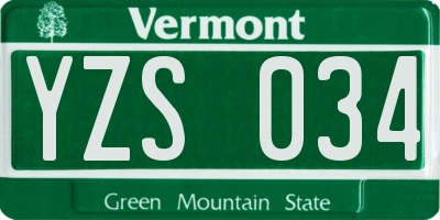 VT license plate YZS034