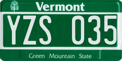 VT license plate YZS035