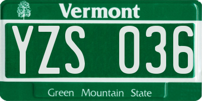VT license plate YZS036