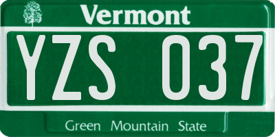 VT license plate YZS037