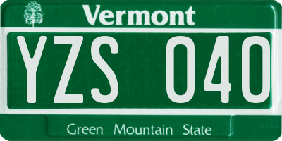 VT license plate YZS040