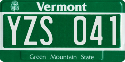 VT license plate YZS041