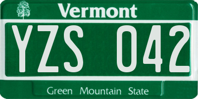 VT license plate YZS042