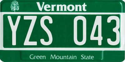 VT license plate YZS043