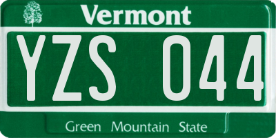 VT license plate YZS044