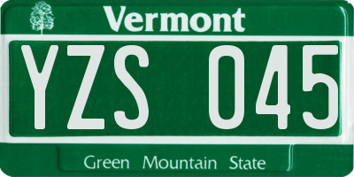 VT license plate YZS045