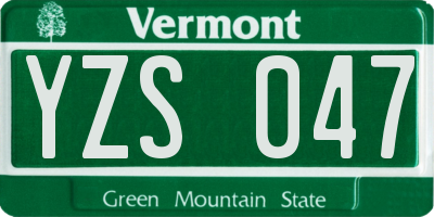 VT license plate YZS047