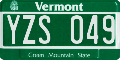VT license plate YZS049