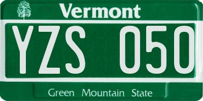 VT license plate YZS050