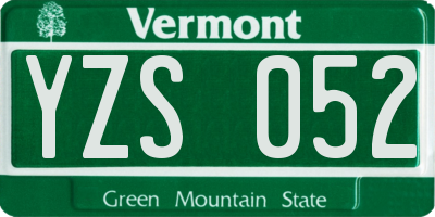 VT license plate YZS052