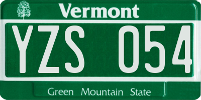 VT license plate YZS054