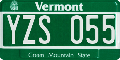 VT license plate YZS055