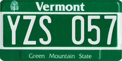 VT license plate YZS057