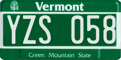 VT license plate YZS058