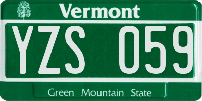 VT license plate YZS059