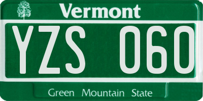 VT license plate YZS060