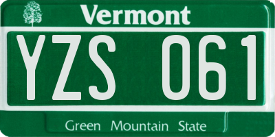 VT license plate YZS061