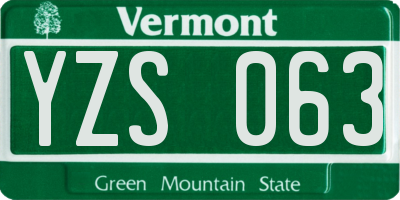 VT license plate YZS063
