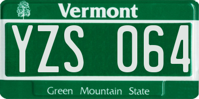 VT license plate YZS064