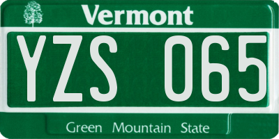 VT license plate YZS065