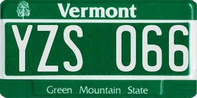 VT license plate YZS066