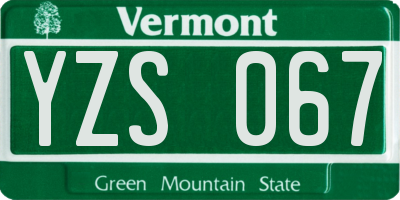 VT license plate YZS067