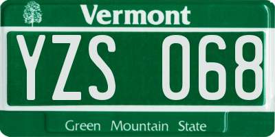 VT license plate YZS068