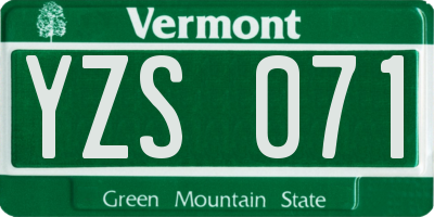VT license plate YZS071