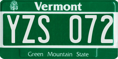 VT license plate YZS072
