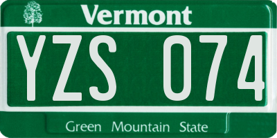 VT license plate YZS074