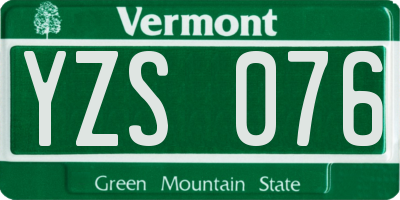 VT license plate YZS076