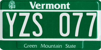 VT license plate YZS077