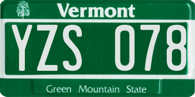 VT license plate YZS078