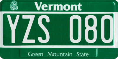 VT license plate YZS080