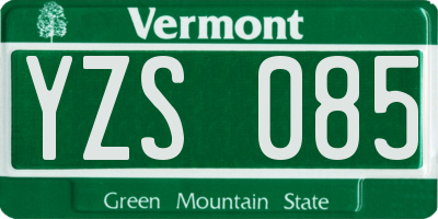 VT license plate YZS085