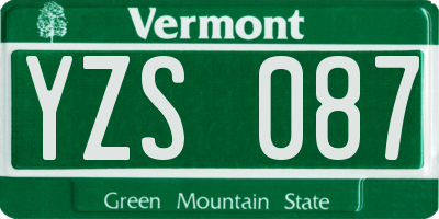 VT license plate YZS087