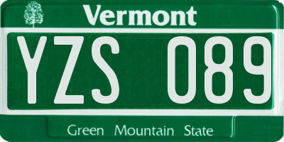 VT license plate YZS089
