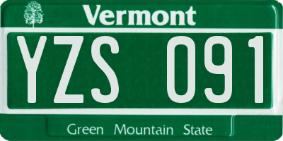 VT license plate YZS091